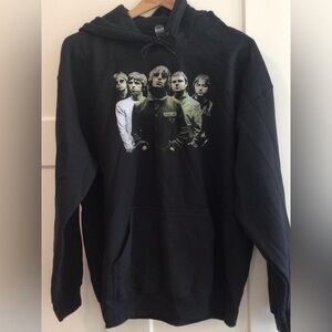 Oasis Band Members Photo Hoodie Large Black LS Unisex Heavy Blend Rock Graphic
